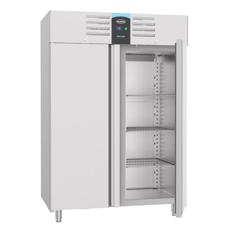 2 Türen Edelstahl Gastronomie Kühlschrank offen