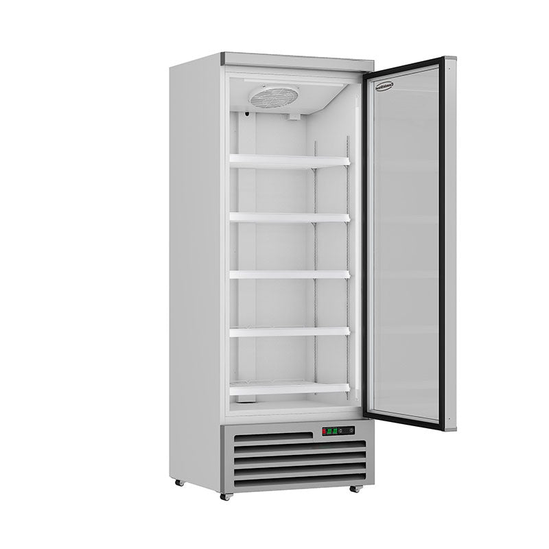 Getraenkekuehlschrank-silber-1-tuer-offen