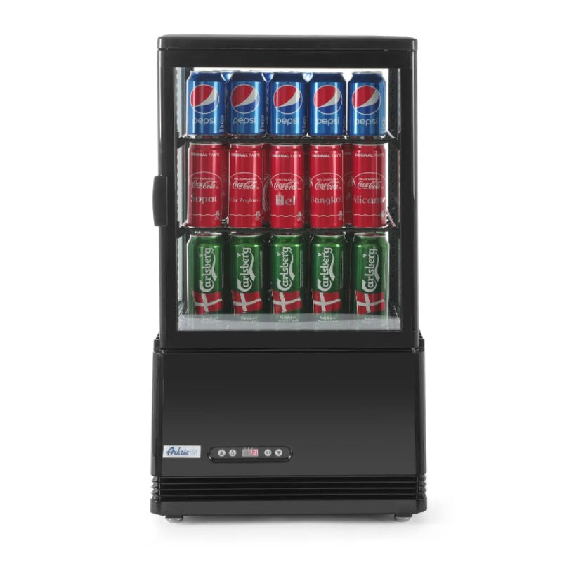 Aufsatz-Kühlvitrine Schwarz front 58 Liter