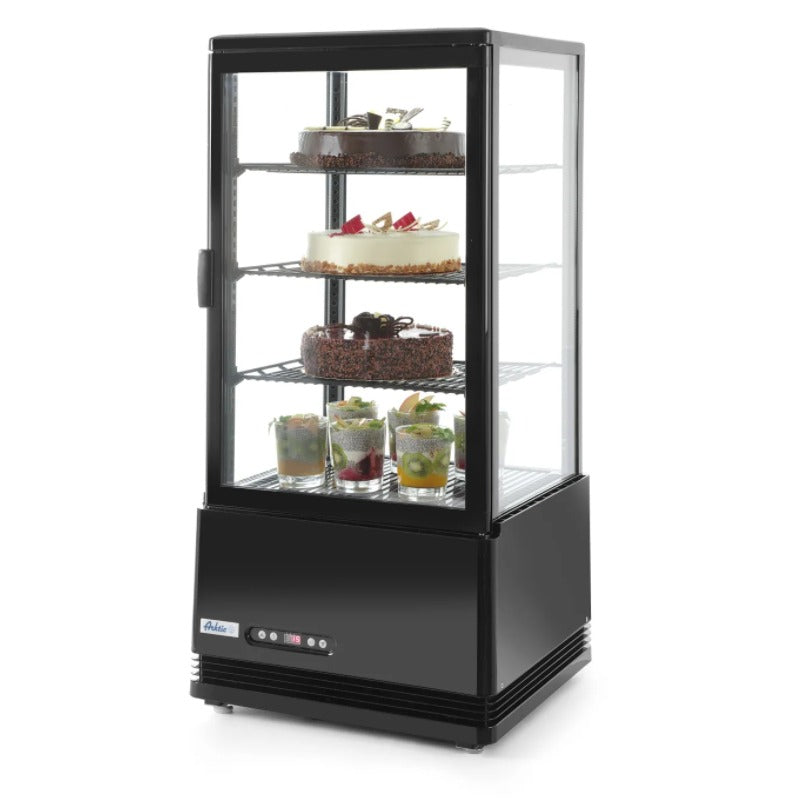 Aufsatz-Kuehlvitrine Schwarz seitlich 78 Liter