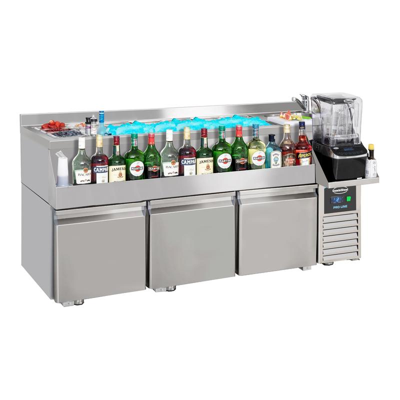 Cocktail-Bar-Kühltisch mit 3 Türen