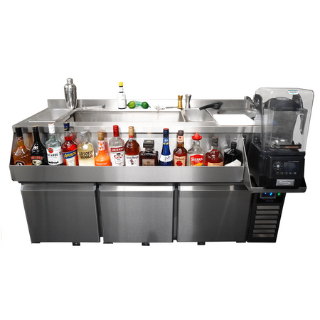 Cocktail-Bar-Kühltisch mit 3 Türen frontal