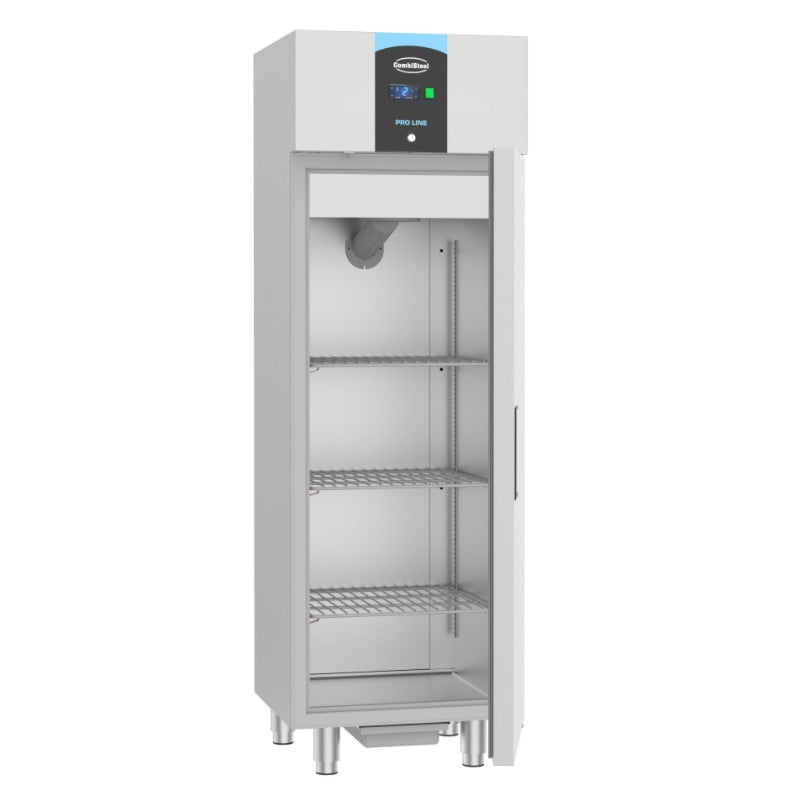 Gastronomie Kühlschrank edelstahl 1 tür offen