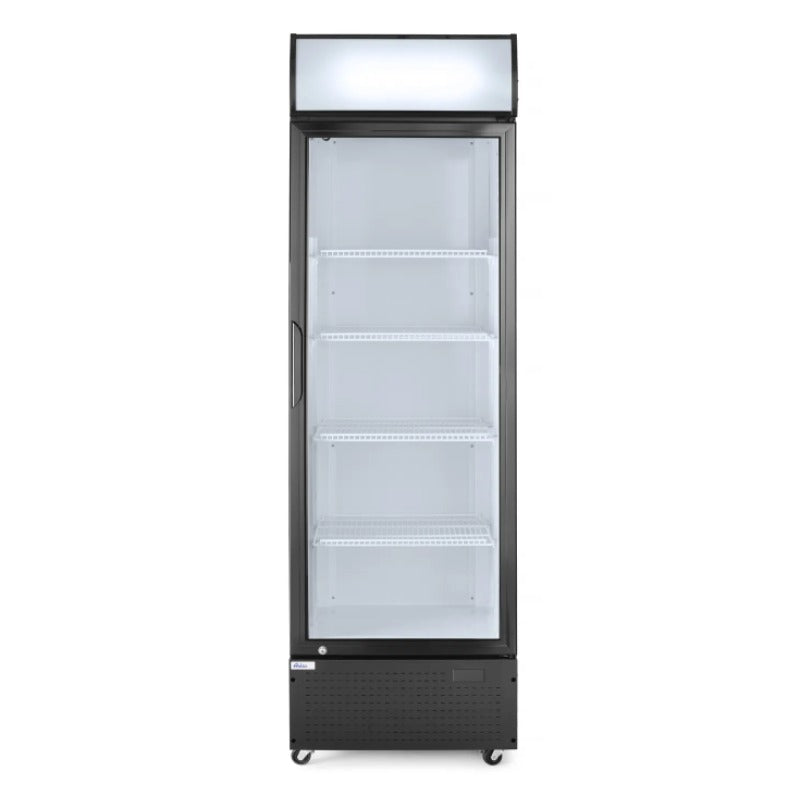 Glastürkühlschrank mit hinterleuchteter Blende front 254 Liter