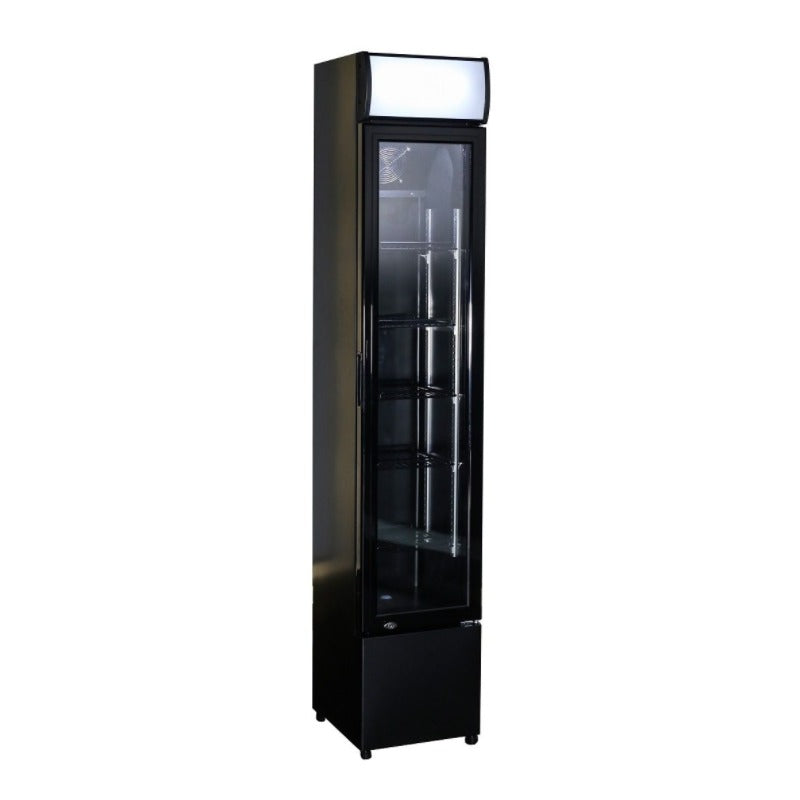 Glastürkühlschrank schmal mit 1 tür front