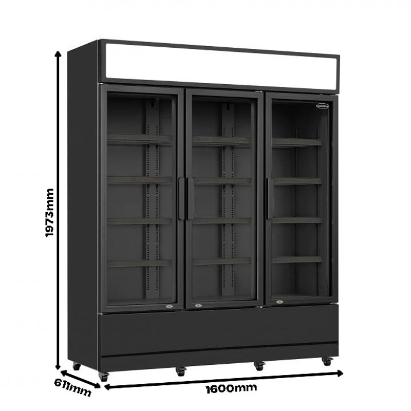 Kiosk Kühlschrank mit 3 Glastüren maße