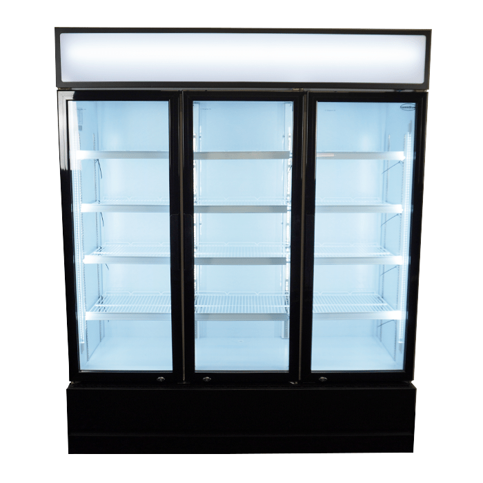 Kiosk Kühlschrank mit 3 Glastüren weiß licht