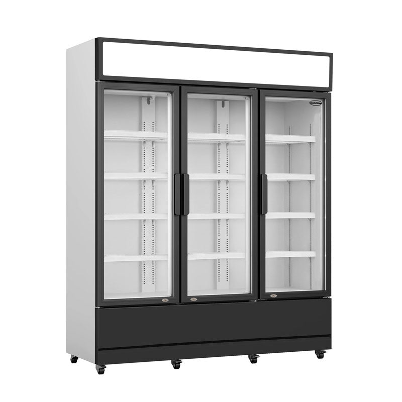 Kiosk Kühlschrank mit 3 Glastüren weiß vorne