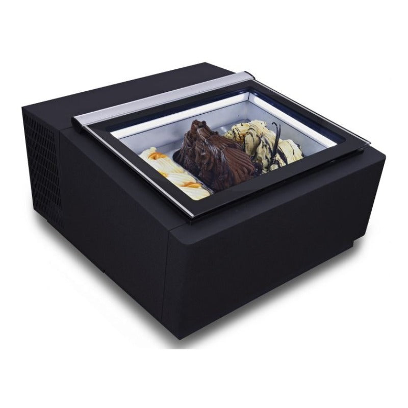 Schwarze Tischmodell Speiseeisvitrine