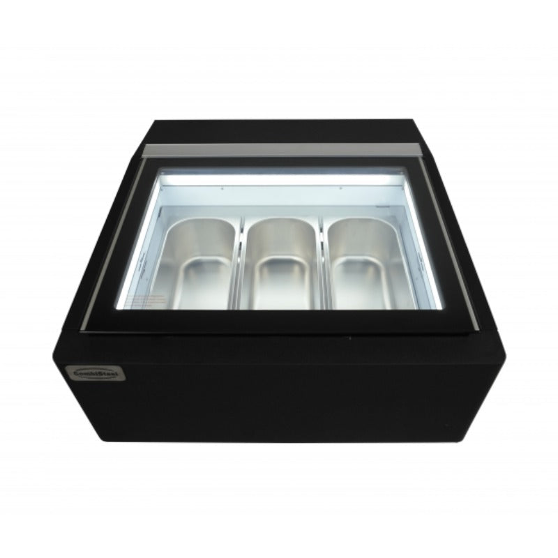 Schwarze Tischmodell Speiseeisvitrine