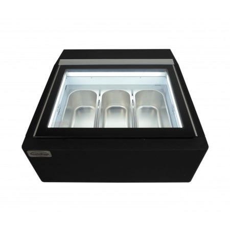 Schwarze Tischmodell Speiseeisvitrine